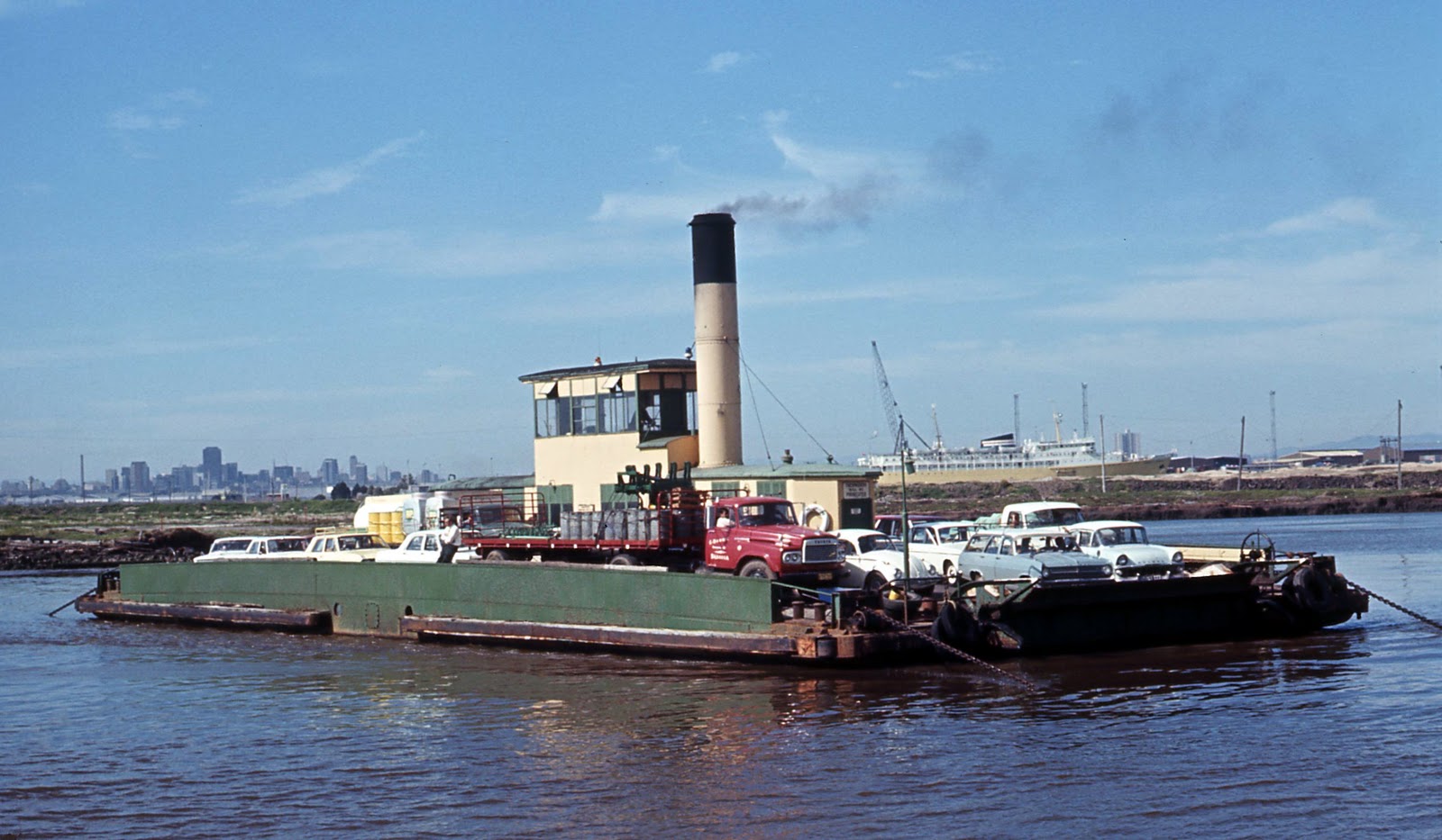 Williamstown steam powered ferry and Princess of Tasmania, Melbourne 1970.jpg