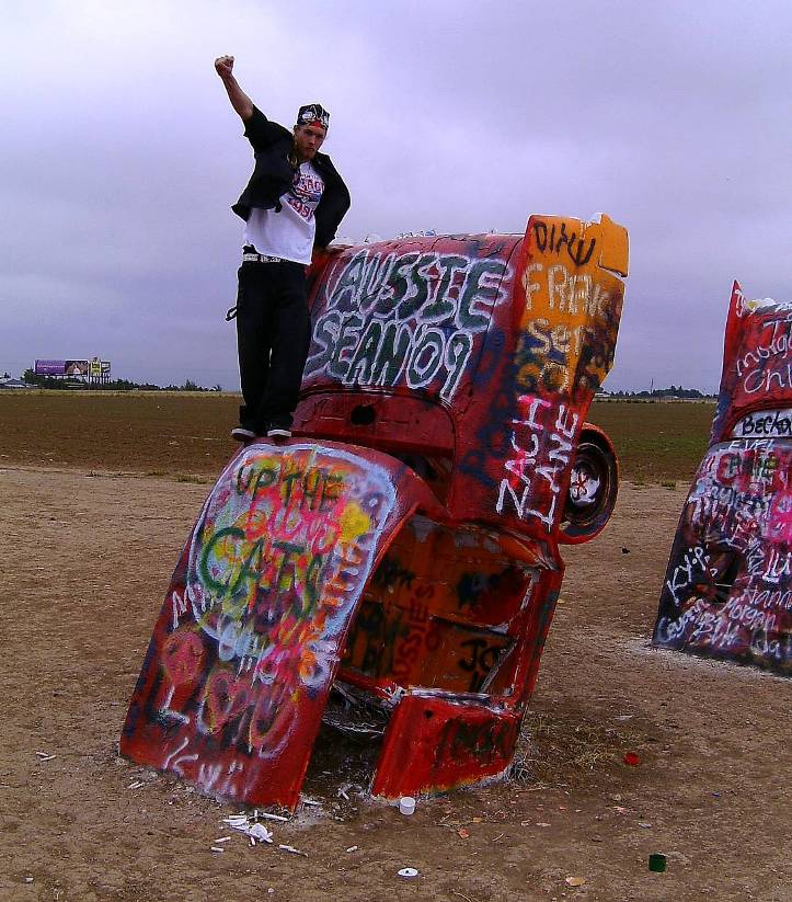 Everyone can grafitti on teh famous Cadillac Ranch. Sean- My son did the only grafitti that can be seen from the highway!
